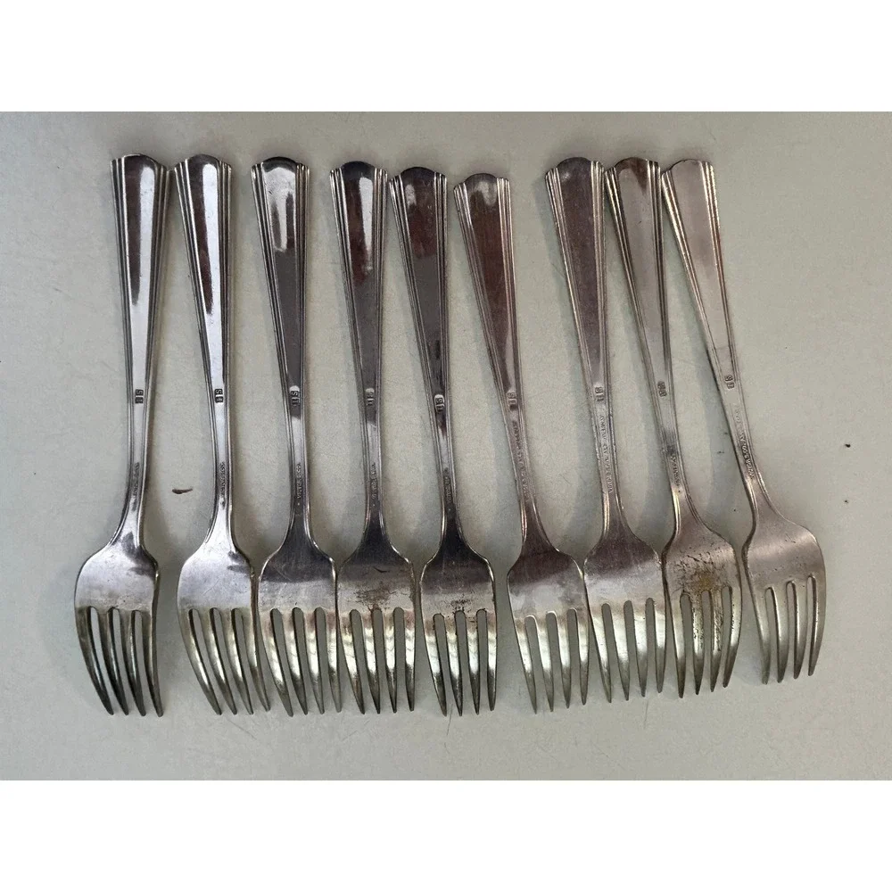 Vintage MC Flatware, Victor S Co. I S, Nine Forks, Restaurant Flatware ,‎